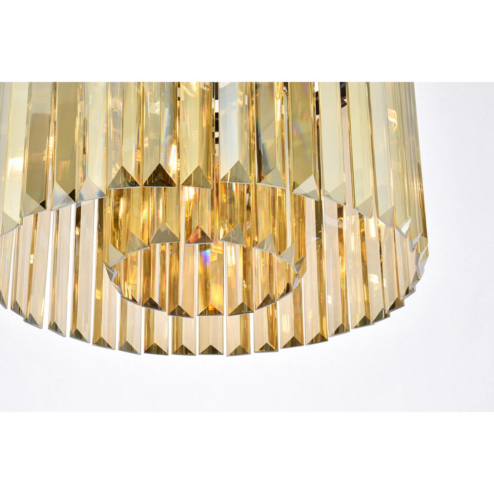 Sydney 6 light Matte Black Flush Mount Golden Teak (Smoky) Royal Cut Crystal. Picture 3