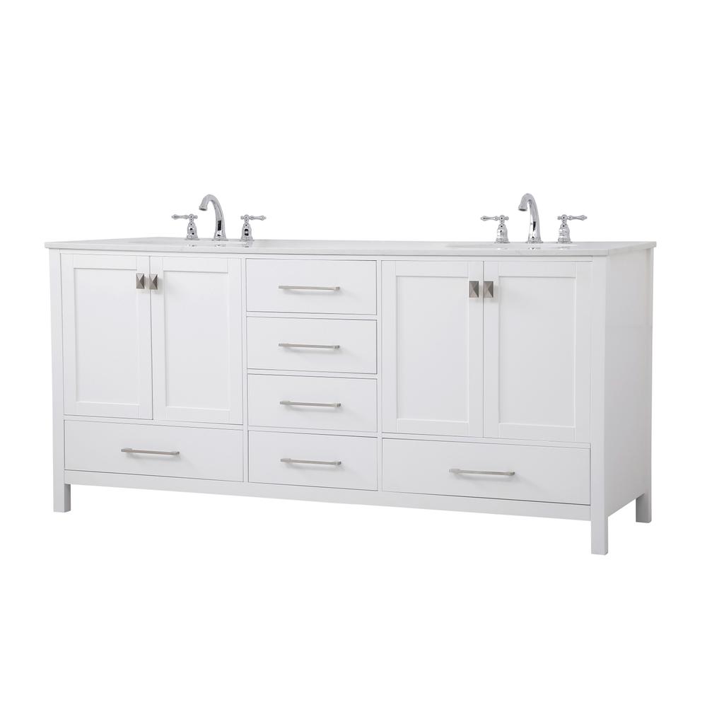72 inch Double Bathroom Vanity in White. Picture 8