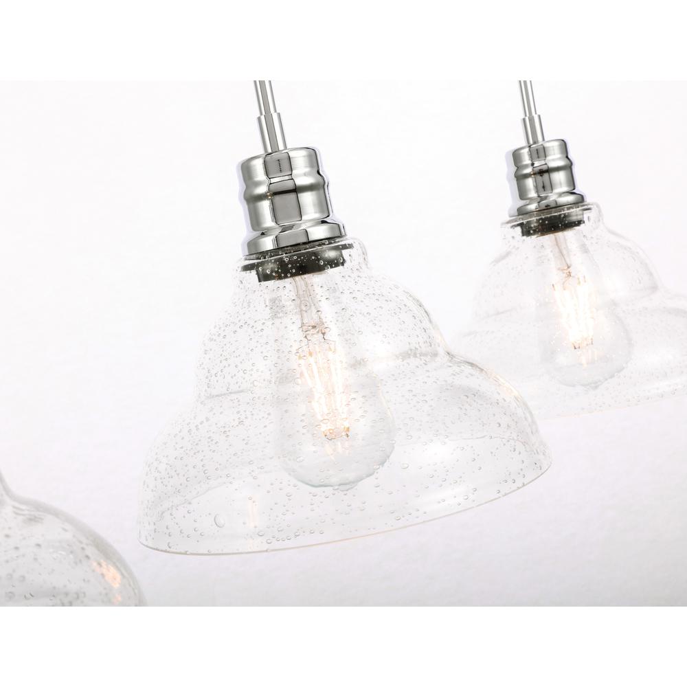 Clive 3 light Chrome and Clear seeded glass pendant. Picture 10