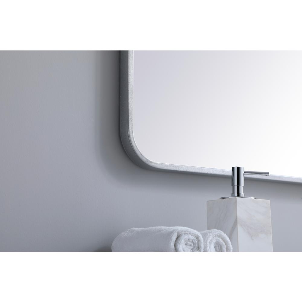 Soft corner metal rectangular mirror 24x36 inch in Silver. Picture 4