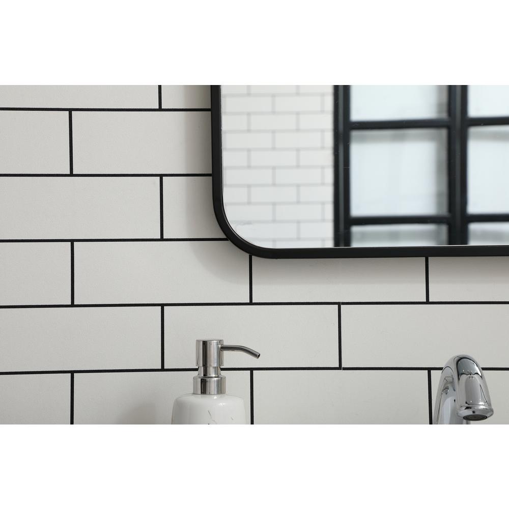 Soft corner metal rectangular mirror 18x30 inch in Black. Picture 3