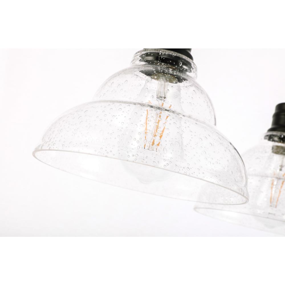 Clive 3 light Black and Clear seeded glass pendant. Picture 11