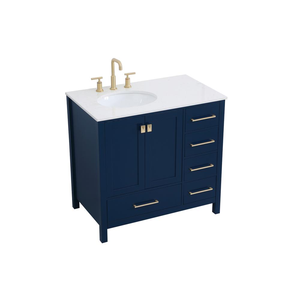 36 inch Single Bathroom Vanity in Blue. Picture 7