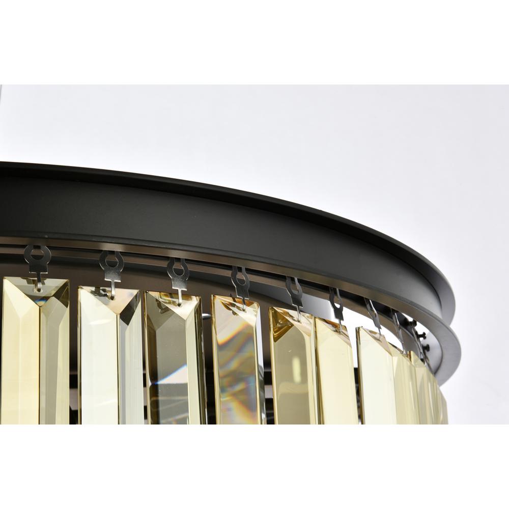 Sydney 8 light Matte Black Flush Mount Golden Teak (Smoky) Royal Cut Crystal. Picture 4