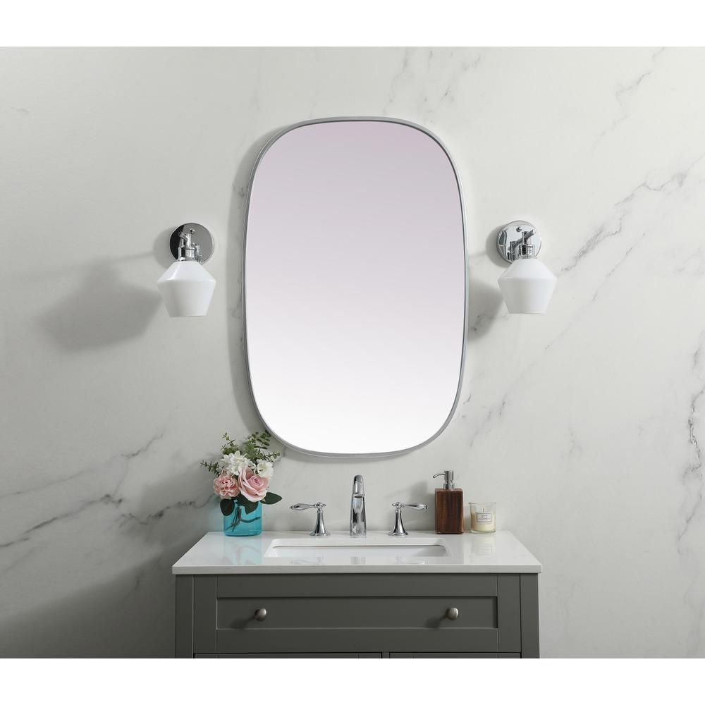 Metal Frame Oval Mirror 24x36 Inch in Silver. Picture 11