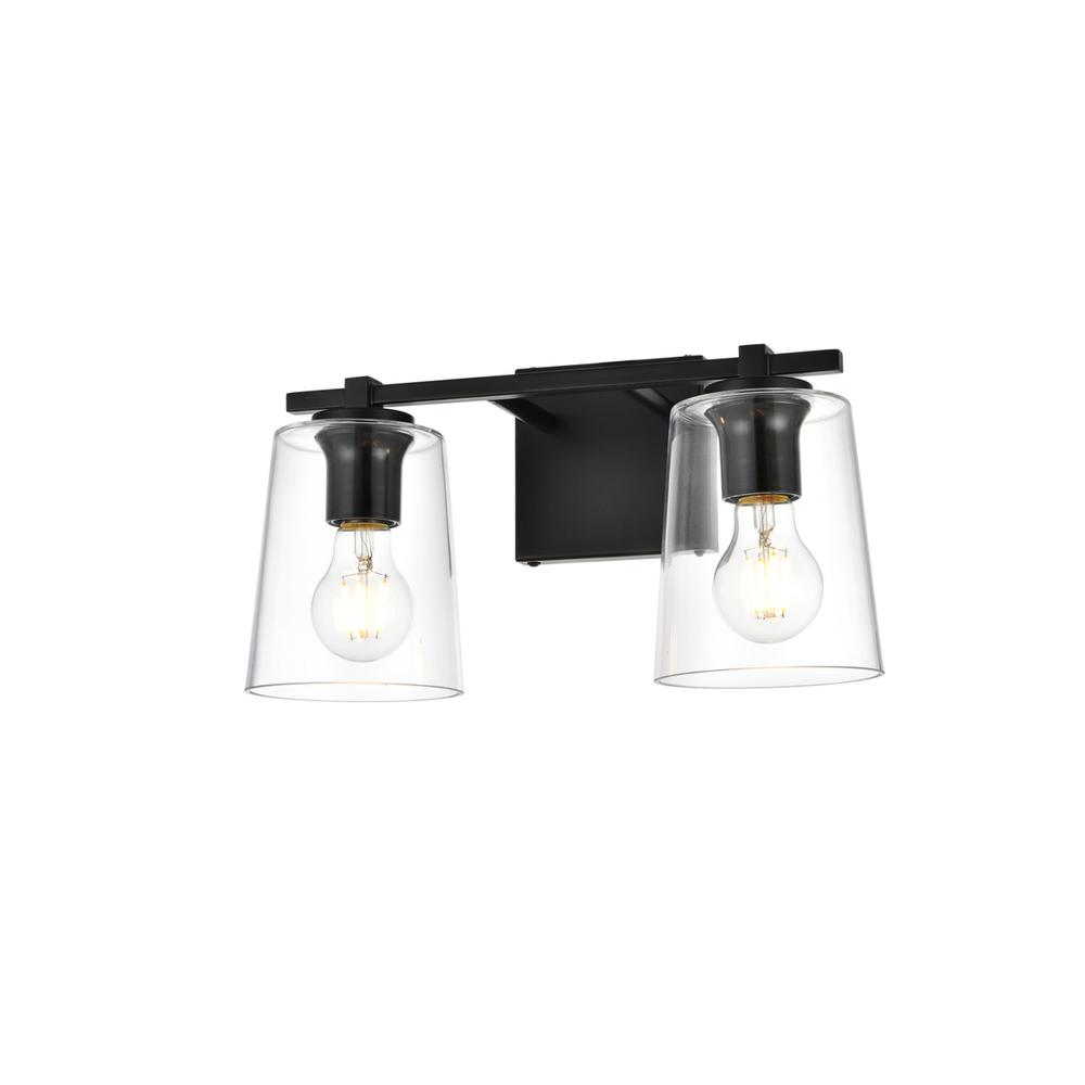 Kacey 2 light Black and Clear Bath Sconce. Picture 2