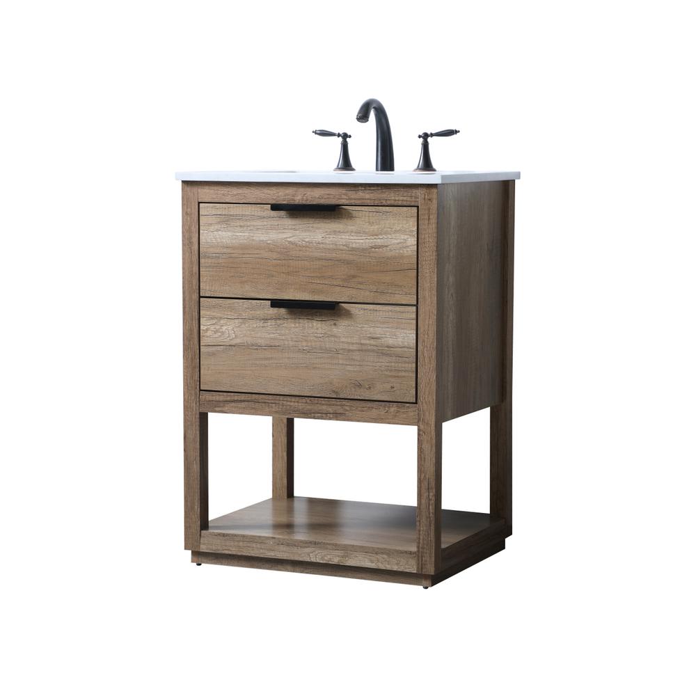 24 Inch SIngle Bathroom Vanity In Natural Oak. Picture 7