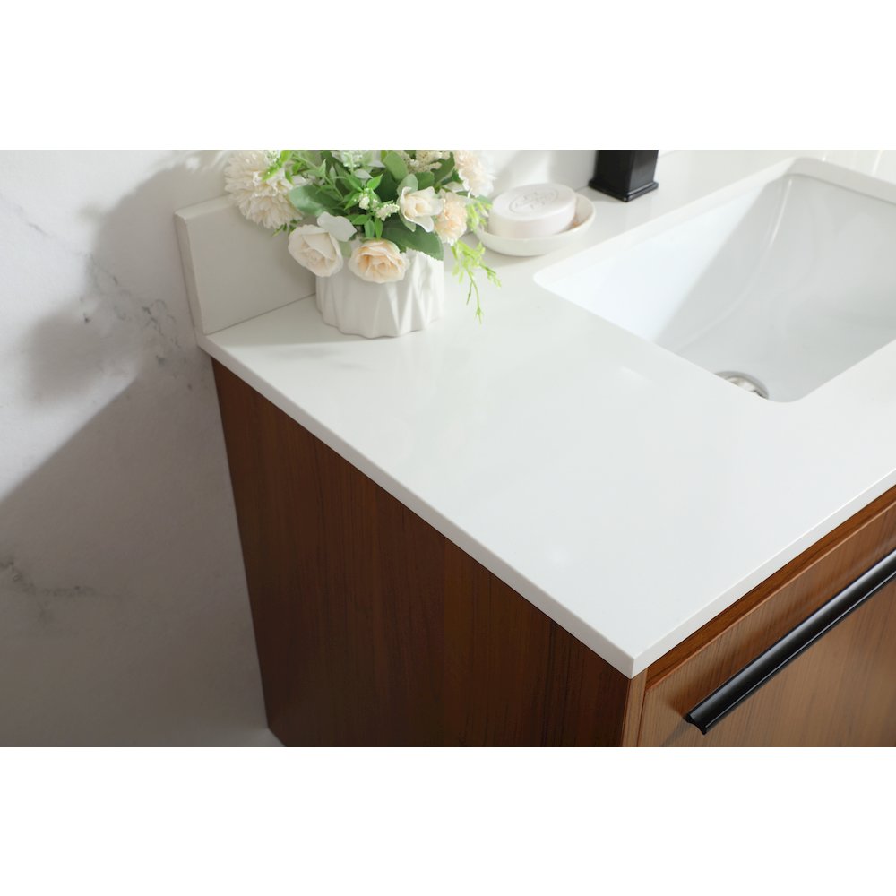 36 Inch Single Bathroom Vanity In Teak With Backsplash. Picture 6