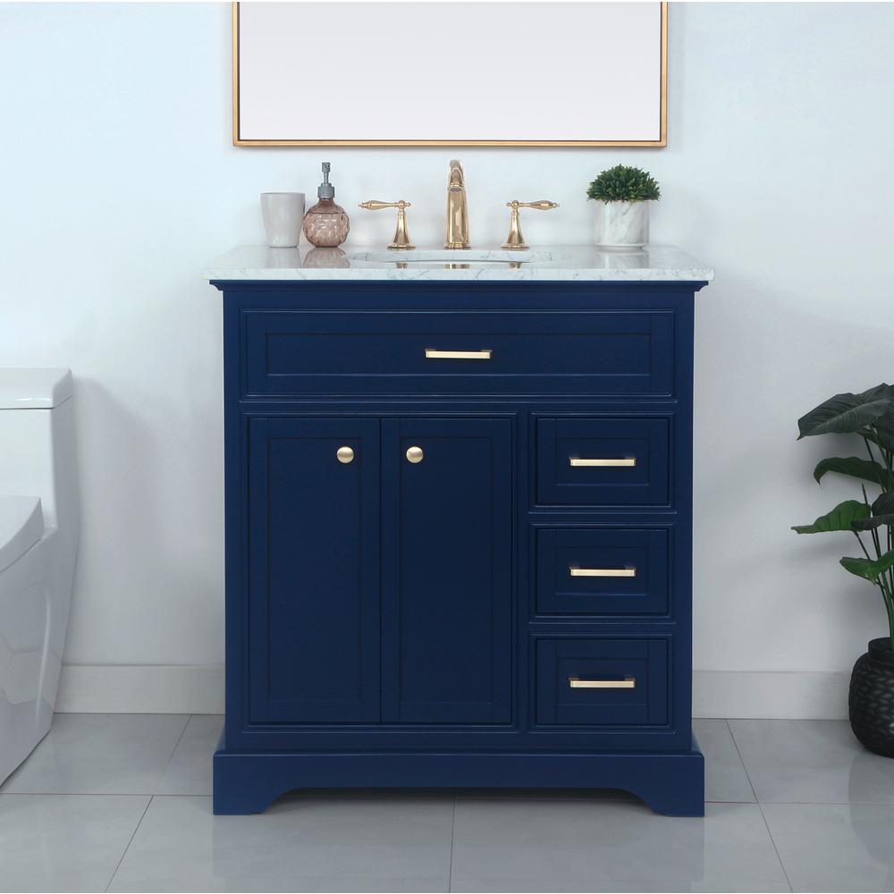 32 inch Single bathroom vanity in Blue. Picture 2