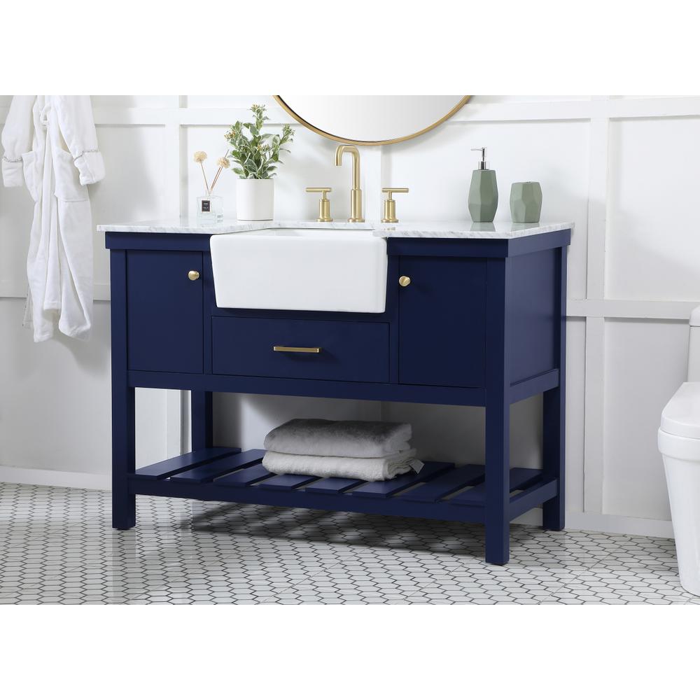 48 inch Single bathroom vanity in blue. Picture 2