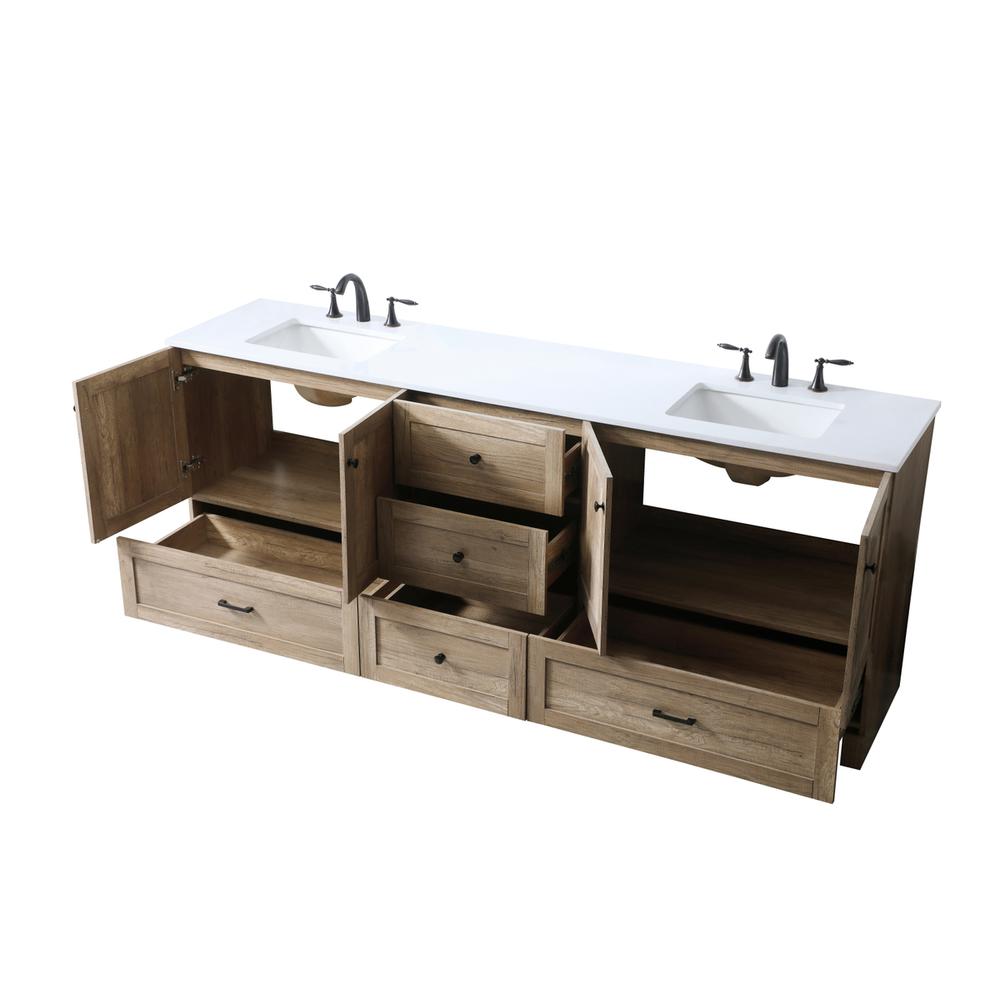 84 Inch Double Bathroom Vanity In Natural Oak. Picture 9