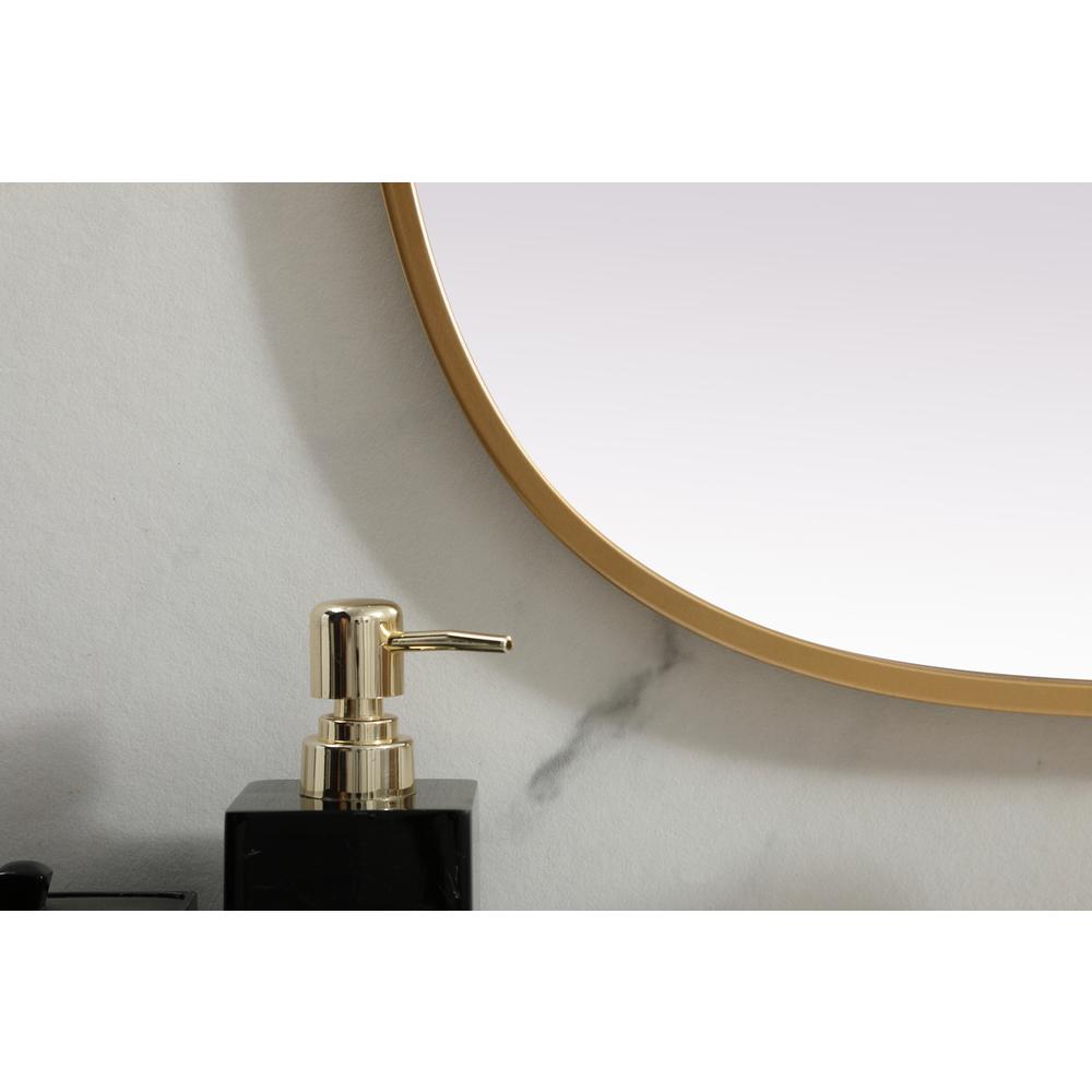 Metal Frame Oval Mirror 24x40 Inch in Brass. Picture 5