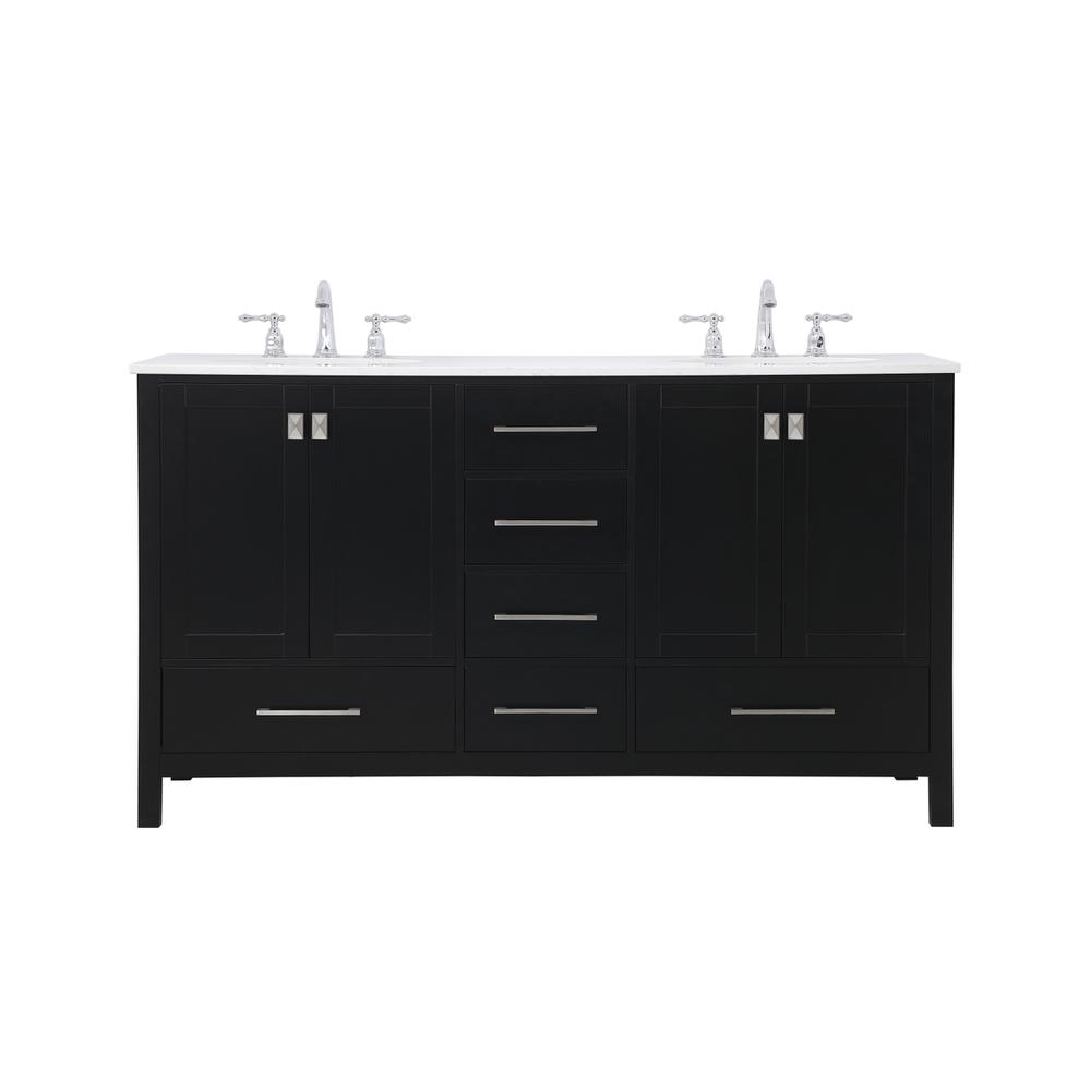 60 inch Double Bathroom Vanity in Black. Picture 1