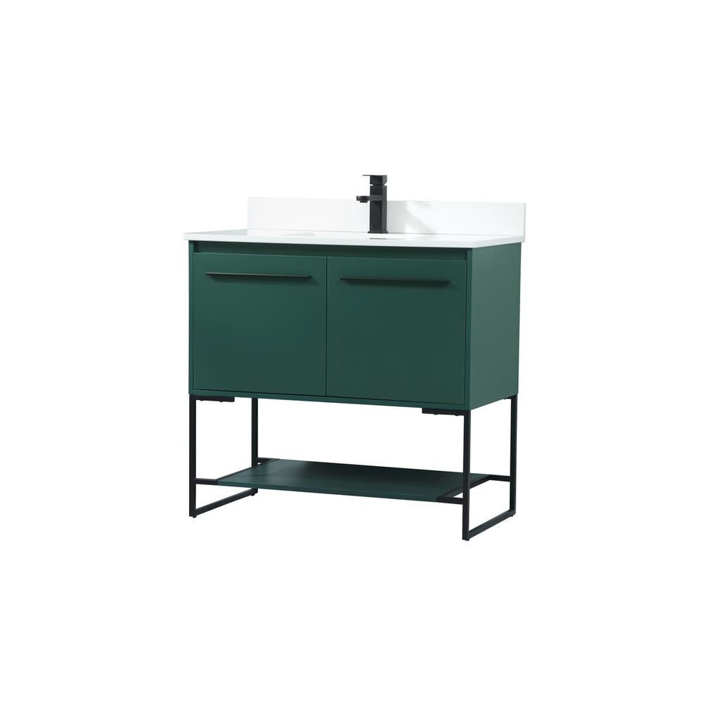 36 inch Single bathroom vanity in green with backsplash. Picture 7