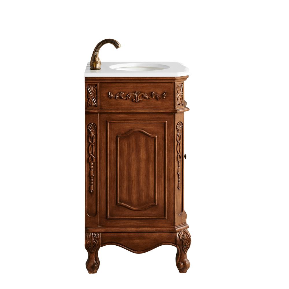 21 inch Single Bathroom vanity in Teak Color with ivory white engineered marble. Picture 7