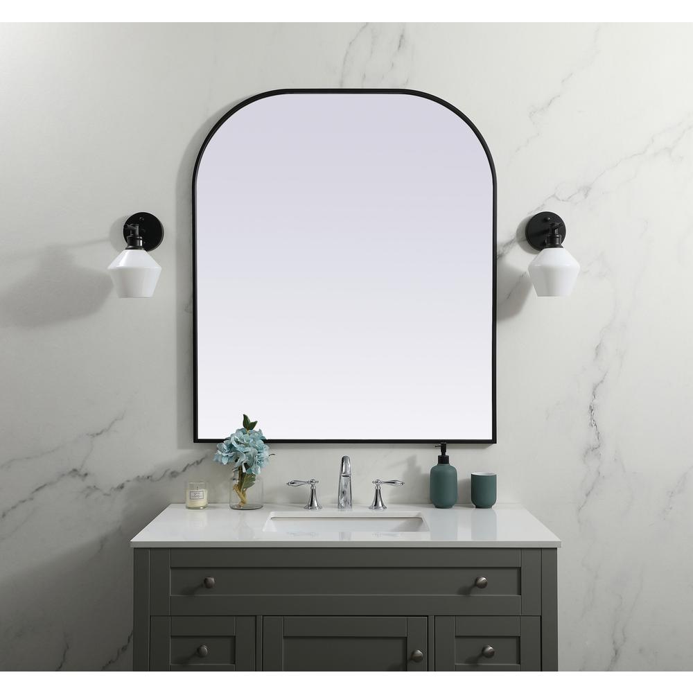 Metal Frame Arch Mirror 36x42 Inch in Black. Picture 9