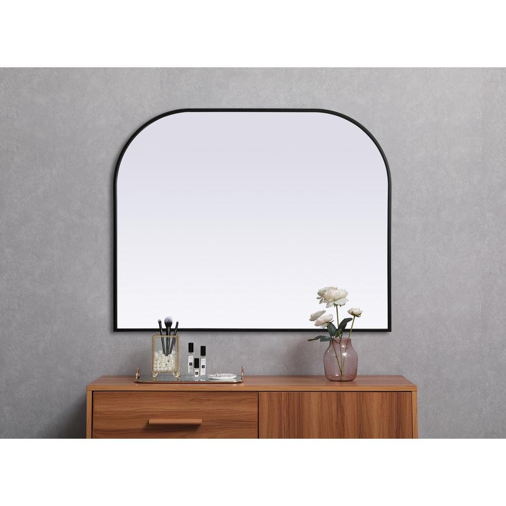 Metal Frame Arch Mirror 42x34 Inch in Black. Picture 3