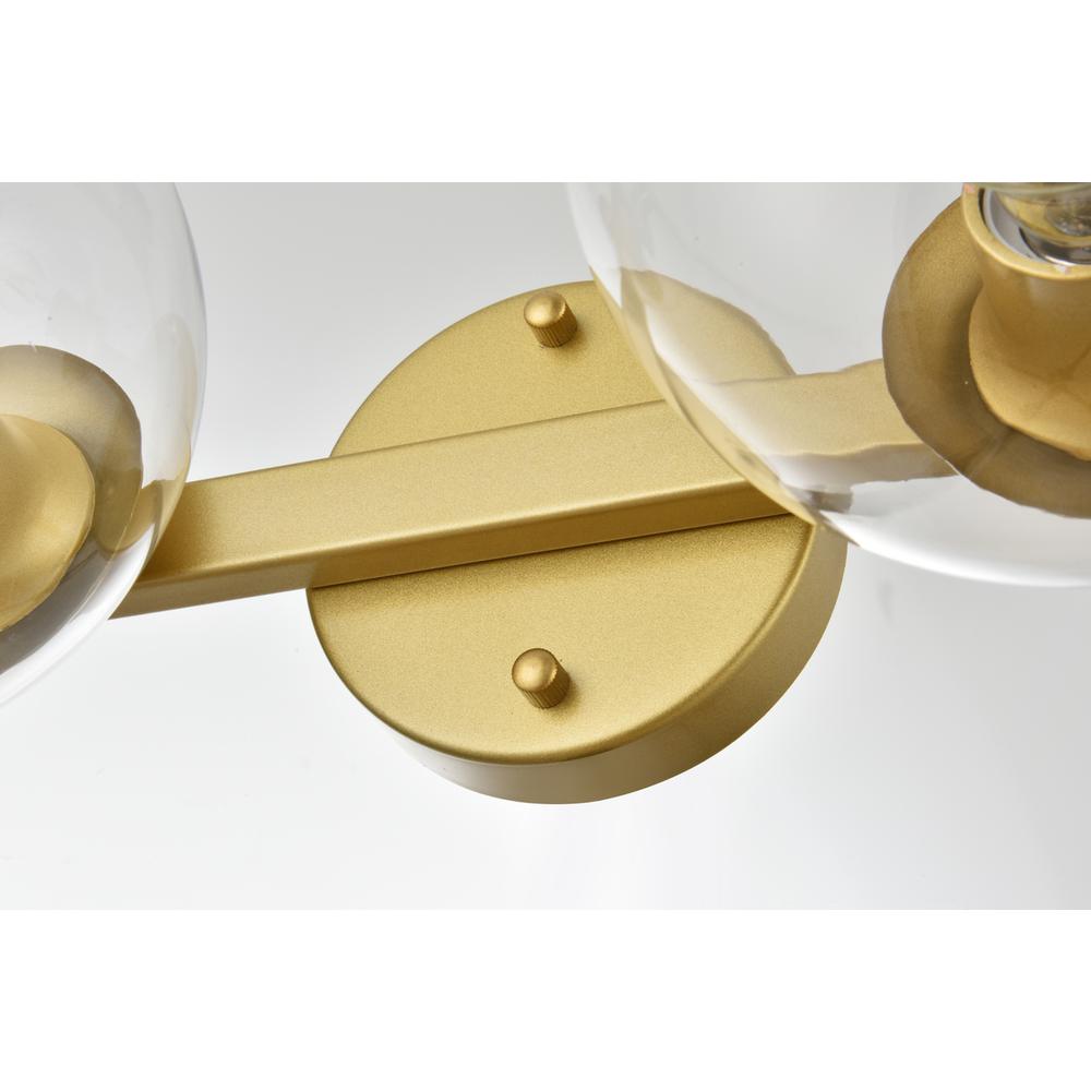 Rogelio 4 light Brass and Clear Bath Sconce. Picture 4