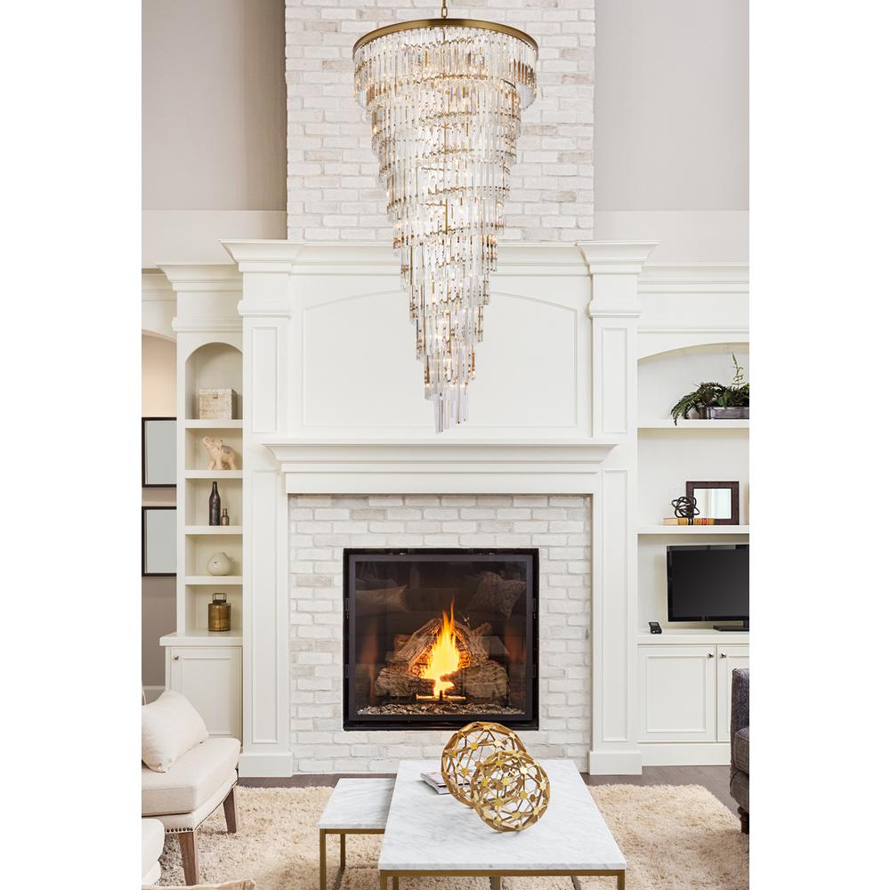 Sydney 36.5 inch spiral crystal chandelier in satin gold. Picture 8