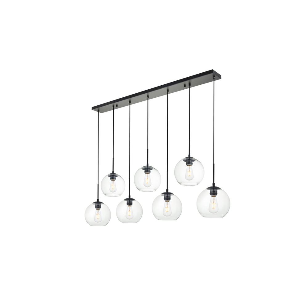 Baxter 7 Lights Black Pendant With Clear Glass. Picture 2