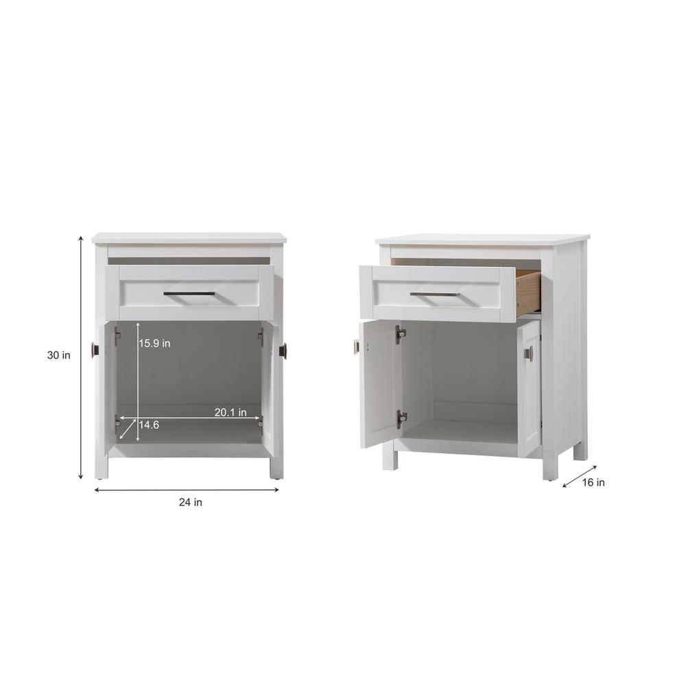 24 Inch Wide Bathroom Storage Freestanding Cabinet In White. Picture 8