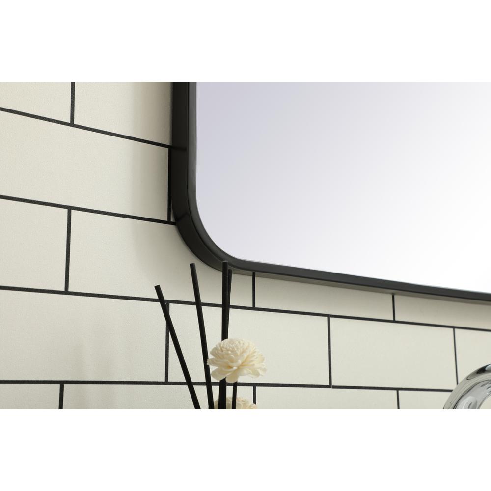 Soft corner metal rectangular mirror 20x36 inch in Black. Picture 4