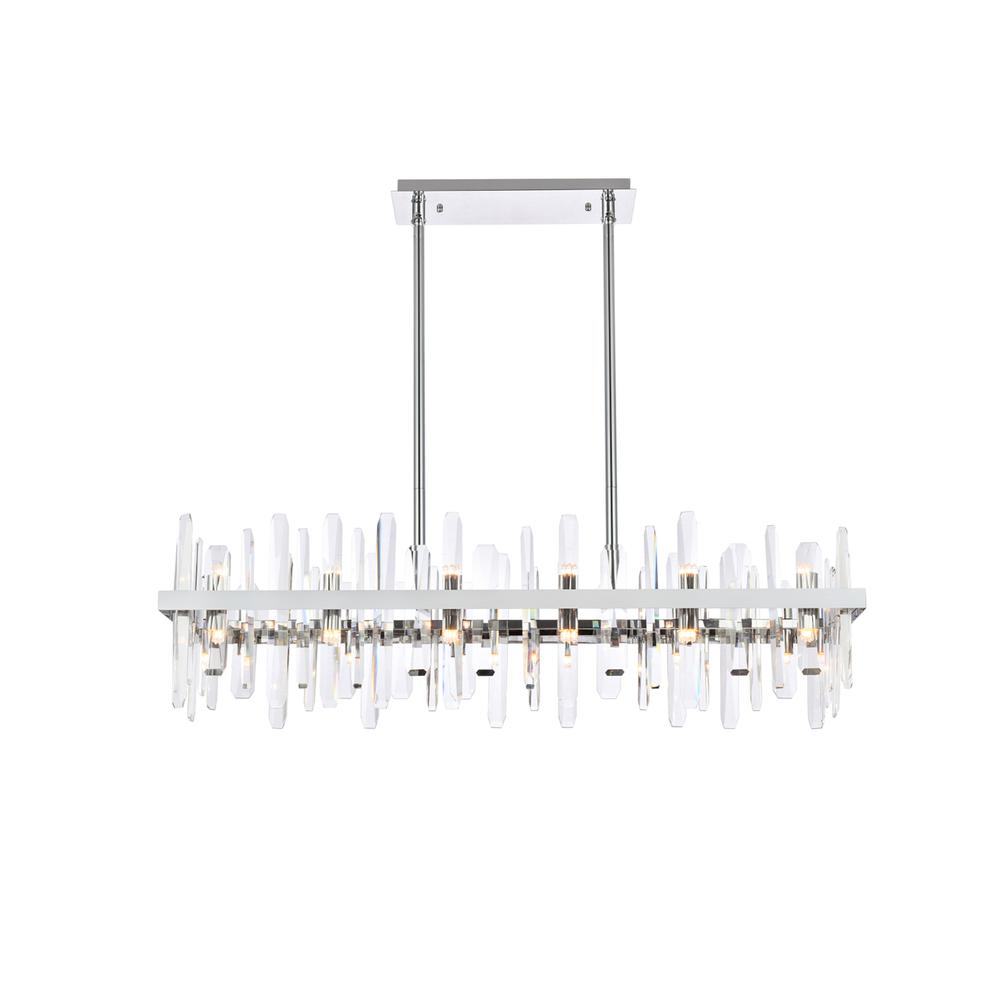 Serena 42 inch crystal rectangle chandelier in chrome. Picture 1