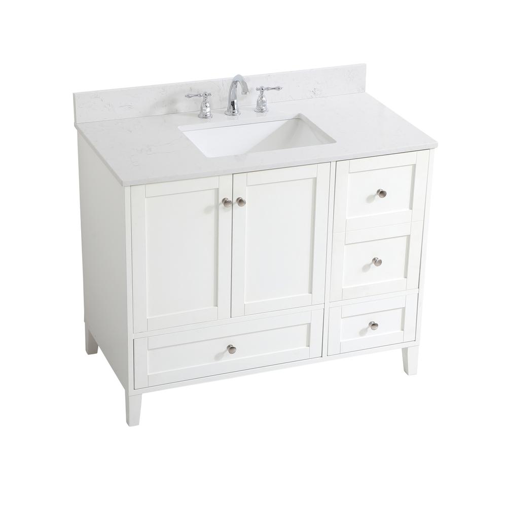 42 inch Single Bathroom Vanity in White with Backsplash. Picture 9