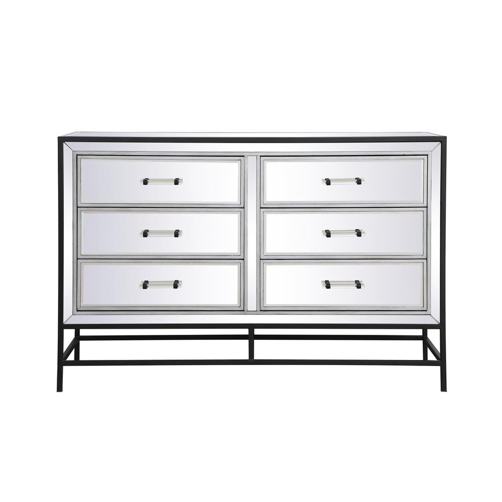 48 inch mirrored 6 drawers chest in black. Picture 1