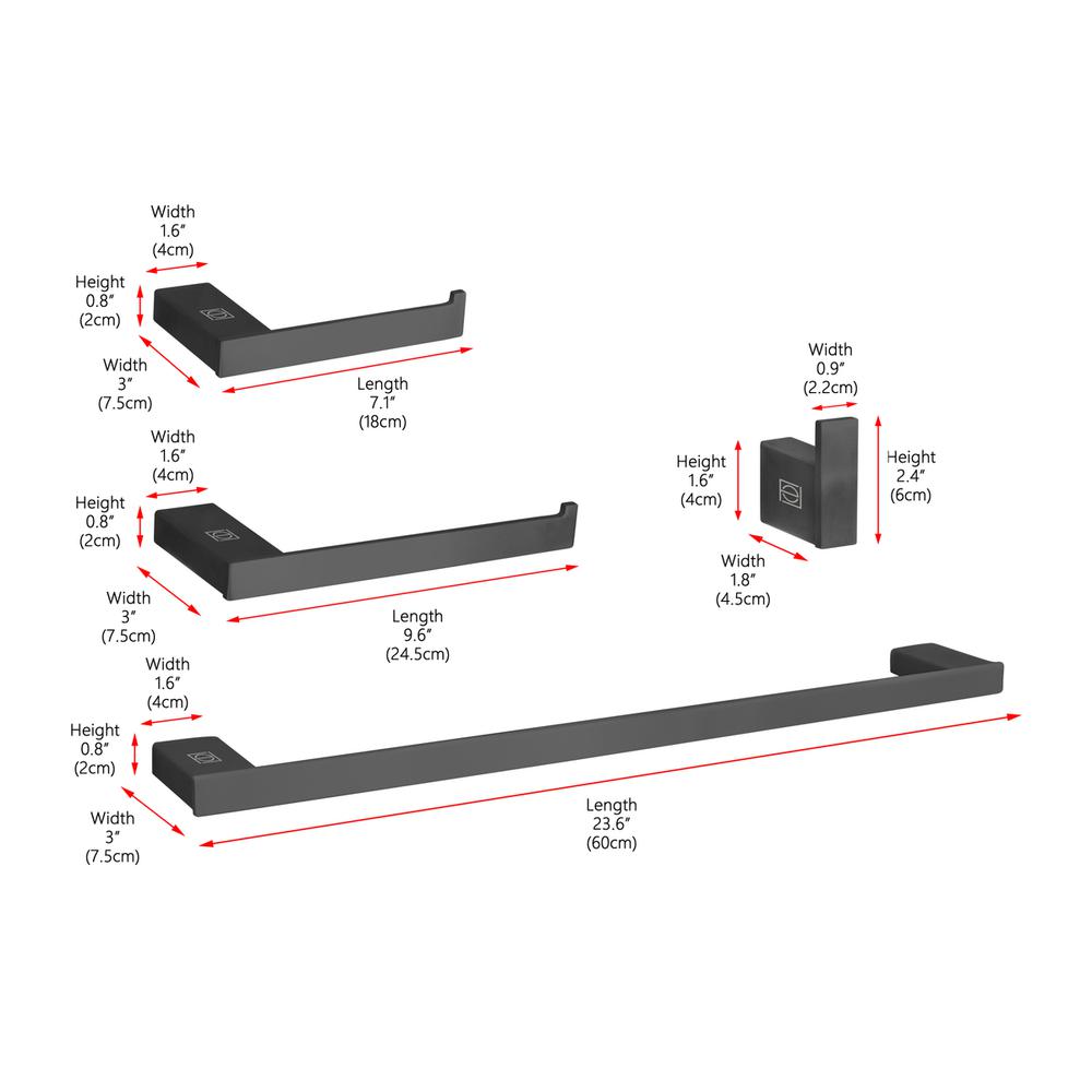 Sofia 4-Piece Bathroom Hardware Set in Matte Black. Picture 11