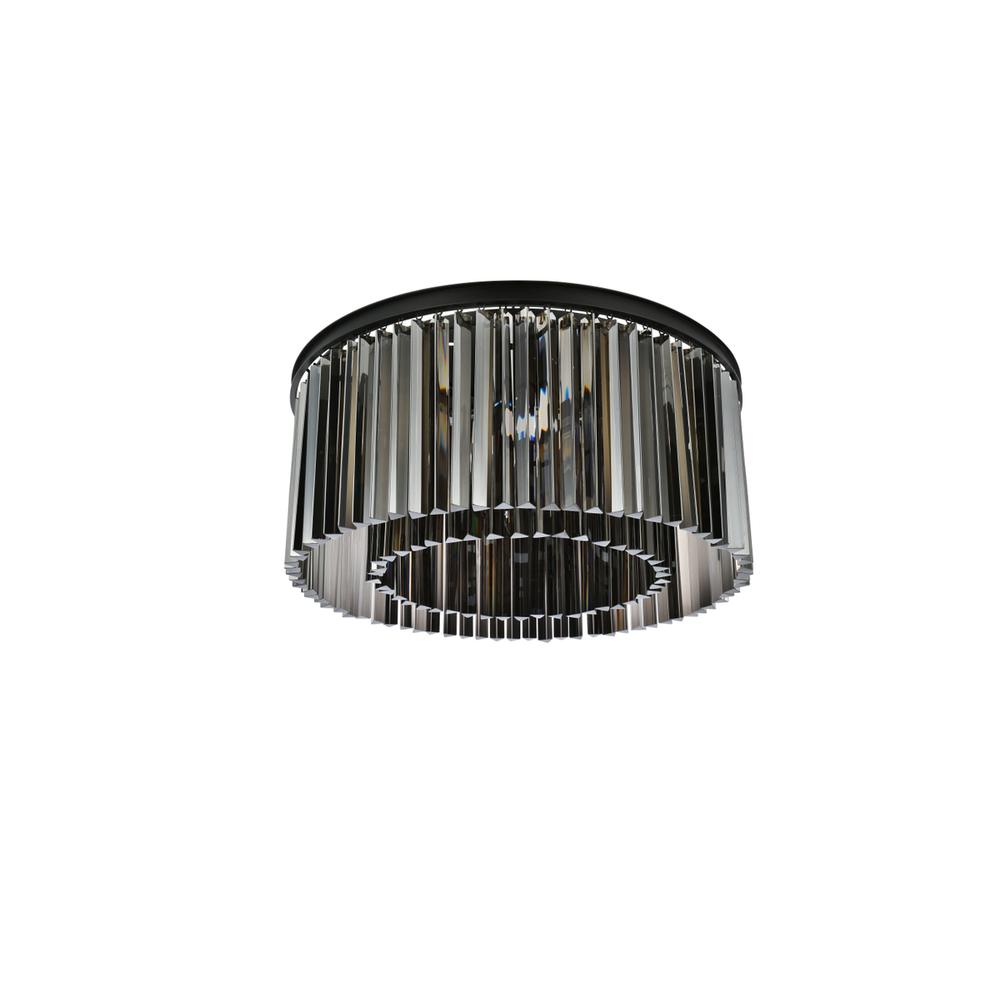 Sydney 8 light Matte Black Flush Mount Silver Shade (Grey) Royal Cut Crystal. Picture 6