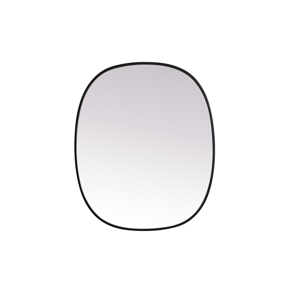 Metal Frame Oval Mirror 30x36 Inch in Black. Picture 1