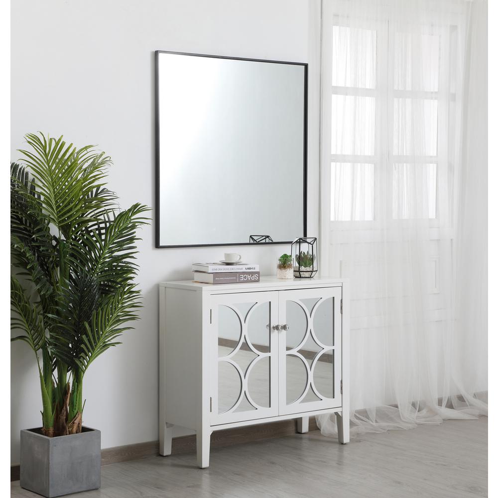 Metal frame square mirror 36 inch in Black. Picture 4