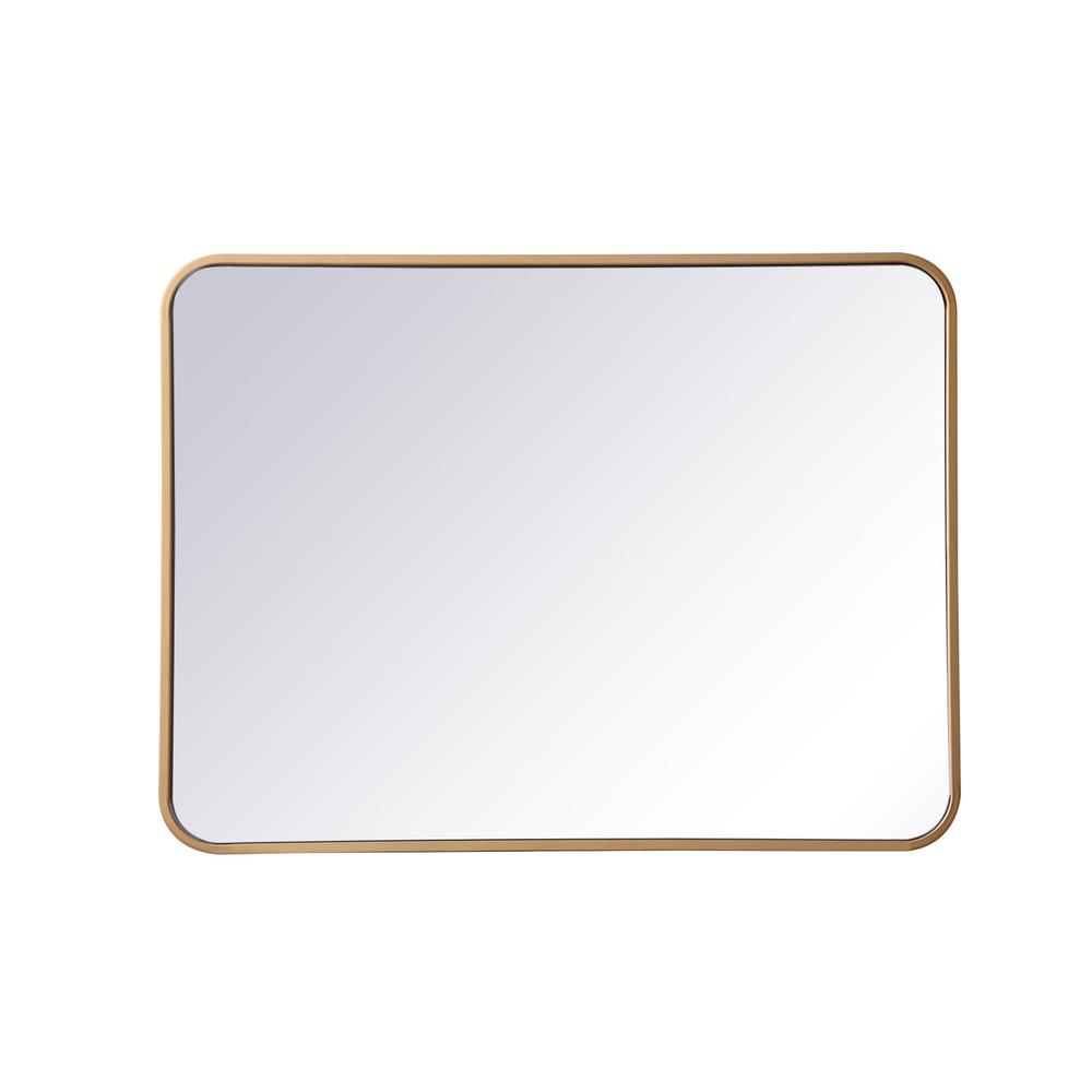 Soft corner metal rectangular mirror 24x32 inch in Brass. Picture 6