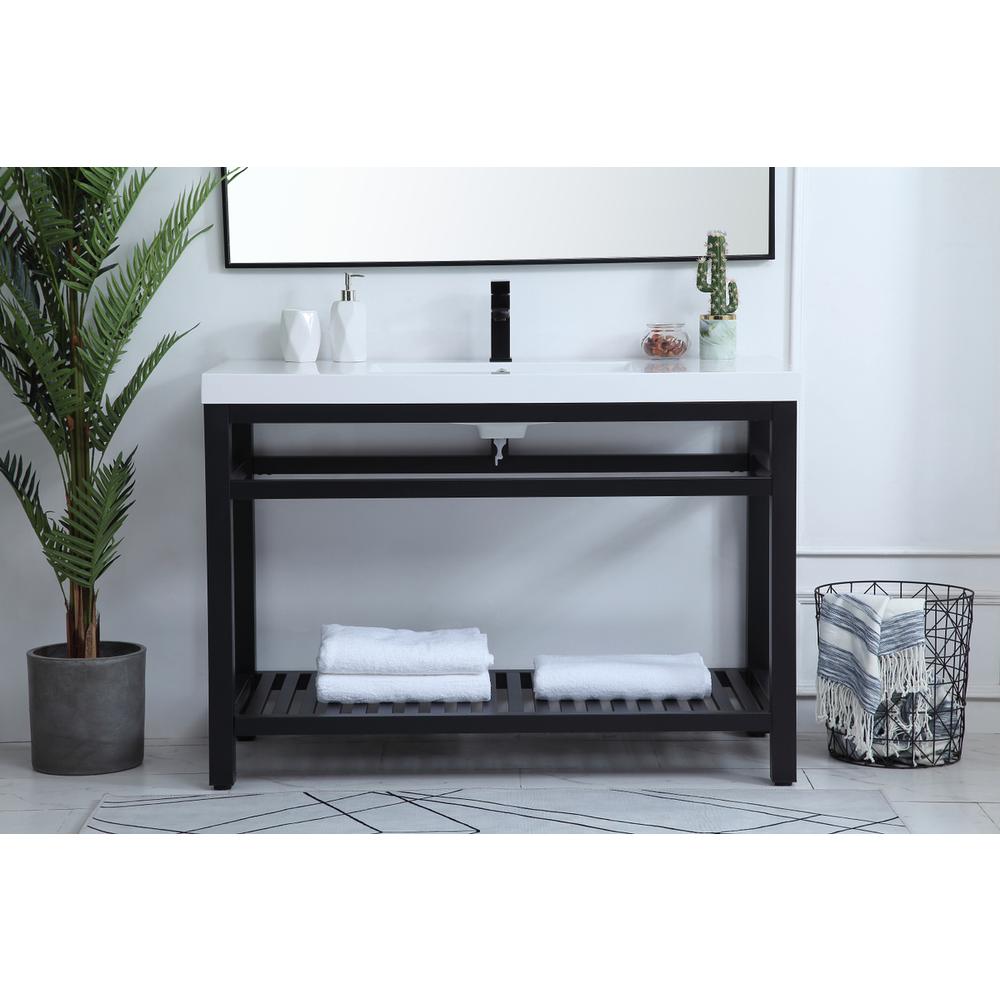 48 inch Single Bathroom Metal Vanity in Black. Picture 14