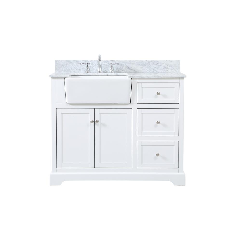 42 inch Single bathroom vanity in white with backsplash. Picture 1