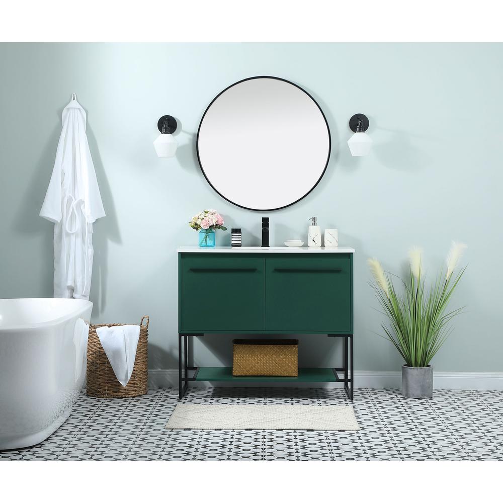 40 inch Single bathroom vanity in green. Picture 4