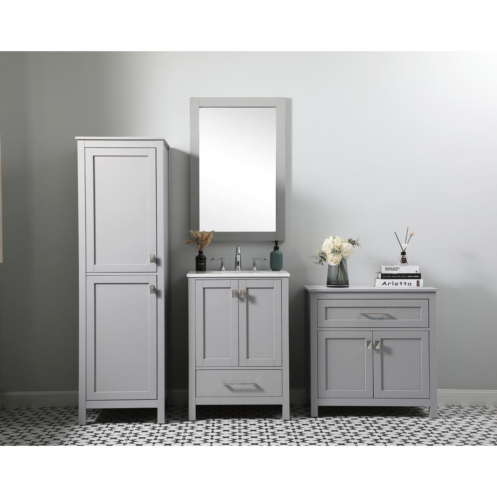 20 Inch Wide Bathroom Linen Storage Freestanding Cabinet In Grey. Picture 10