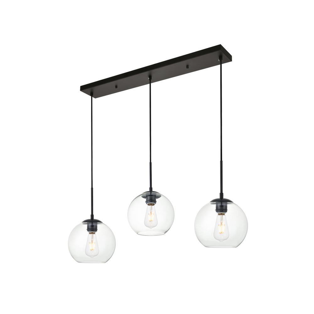 Baxter 3 Lights Black Pendant With Clear Glass. Picture 2