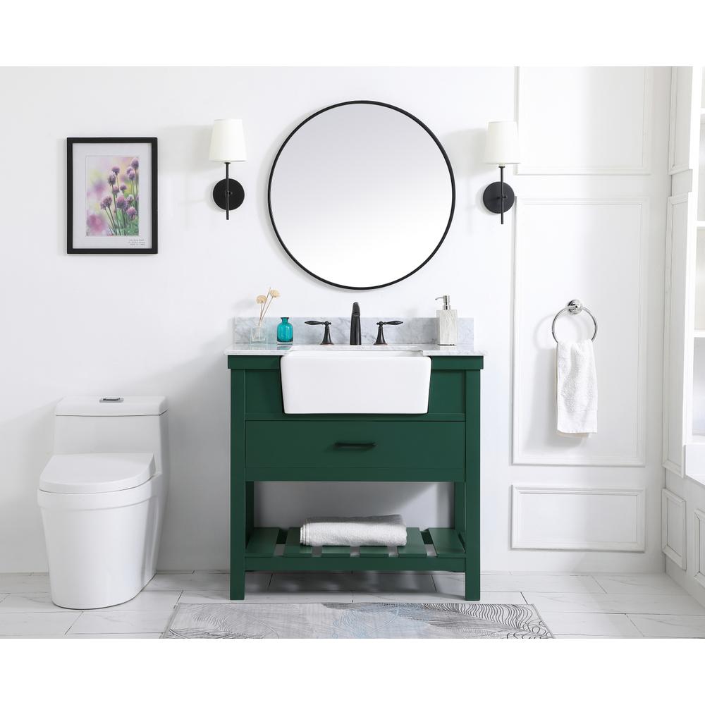 36 inch Single bathroom vanity in green with backsplash. Picture 4