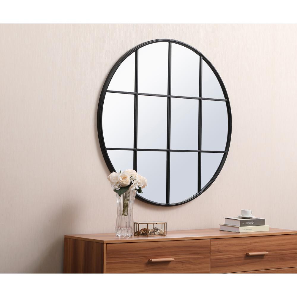 Metal windowpane mirror 42 inch x 42 inch in Black. Picture 2