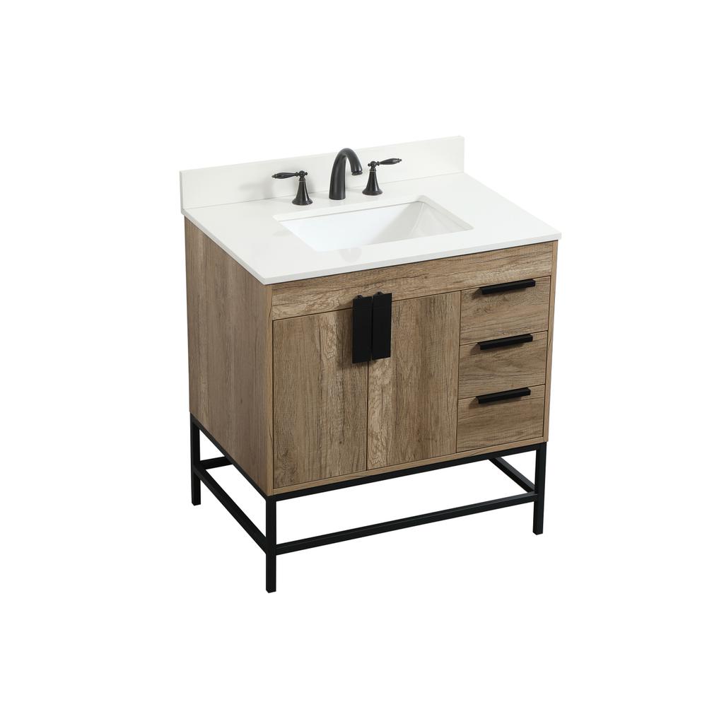 32 inch Single bathroom vanity in natural oak with backsplash. Picture 8