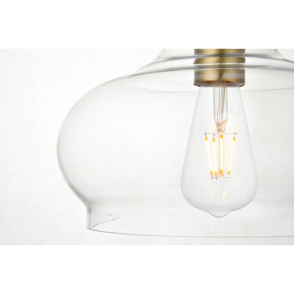 Destry 1 Light Brass Pendant With Clear Glass. Picture 4