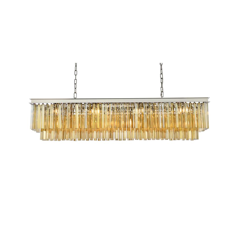 Sydney 12 light polished nickel Chandelier Golden Teak (Smoky) Royal Cut Crystal. Picture 2