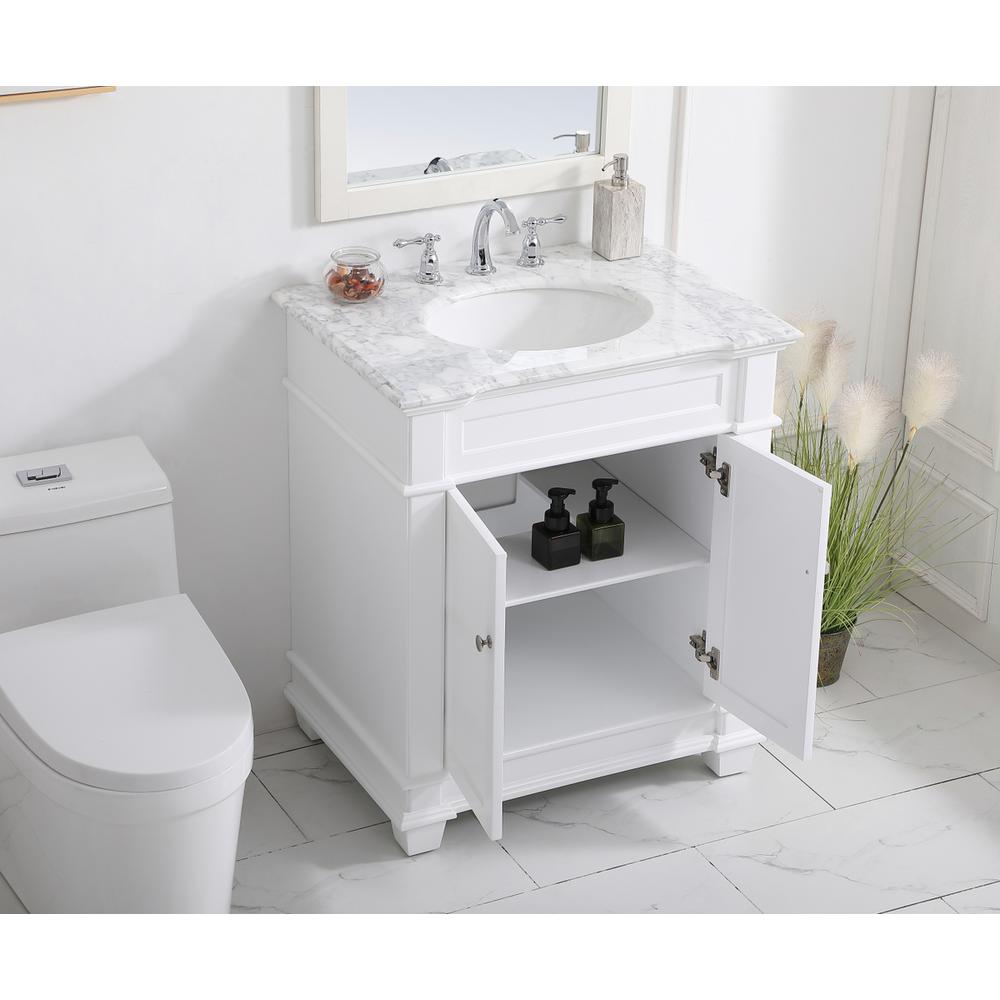 30 inch Single Bathroom Vanity set in White. Picture 3