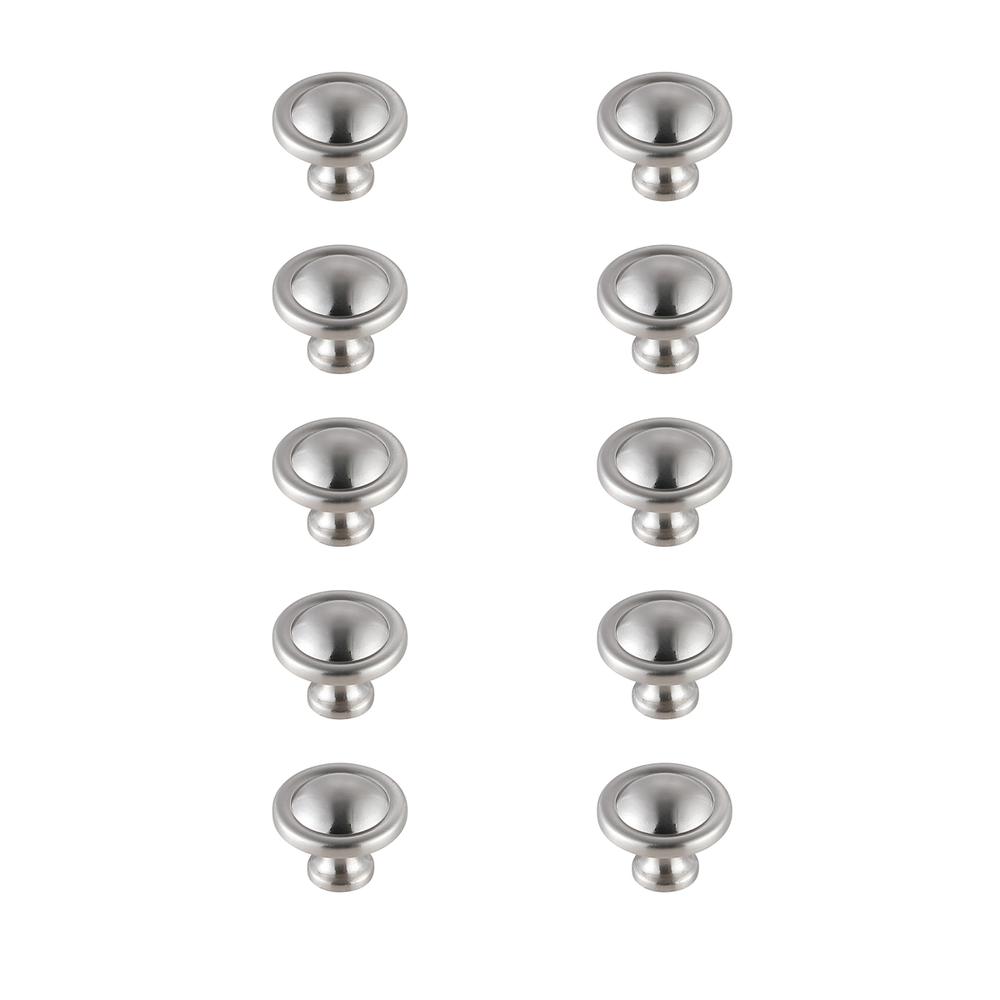 Garlande 1.2" Diameter Brushed Nickel Mushroom Knob Multipack (Set of 10). Picture 1