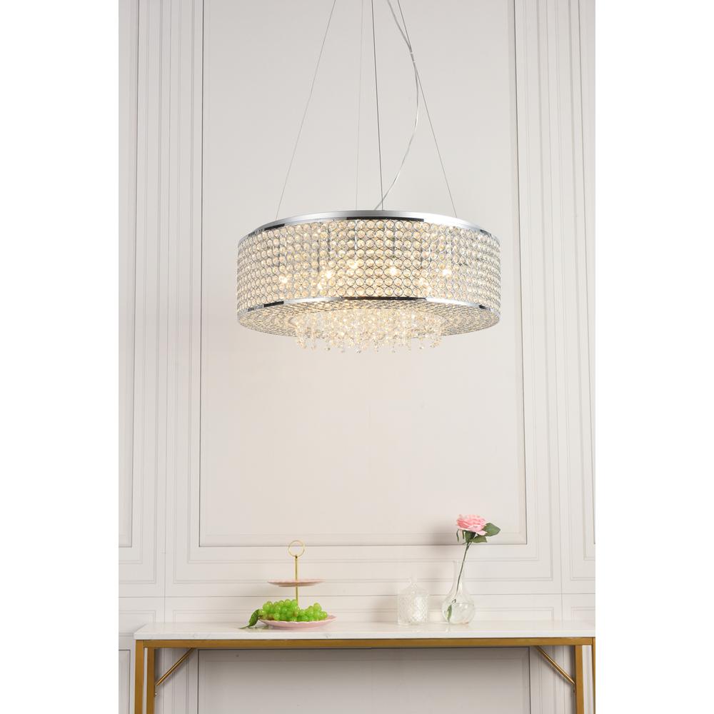 Amelie 10 light Chrome Pendant Clear Royal Cut Crystal. Picture 9