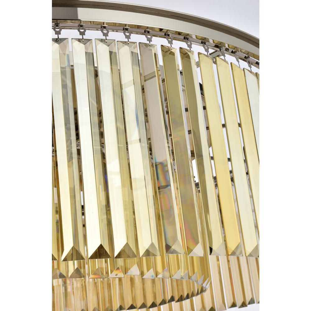 Sydney 10 light polished nickel Flush Mount Golden Teak. Picture 5