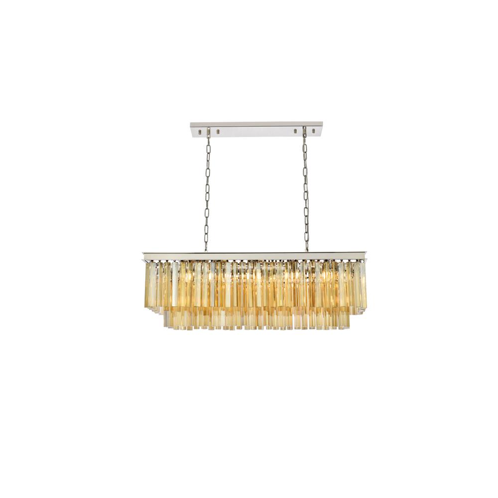 Sydney 12 light polished nickel Chandelier Golden Teak (Smoky) Royal Cut Crystal. Picture 1
