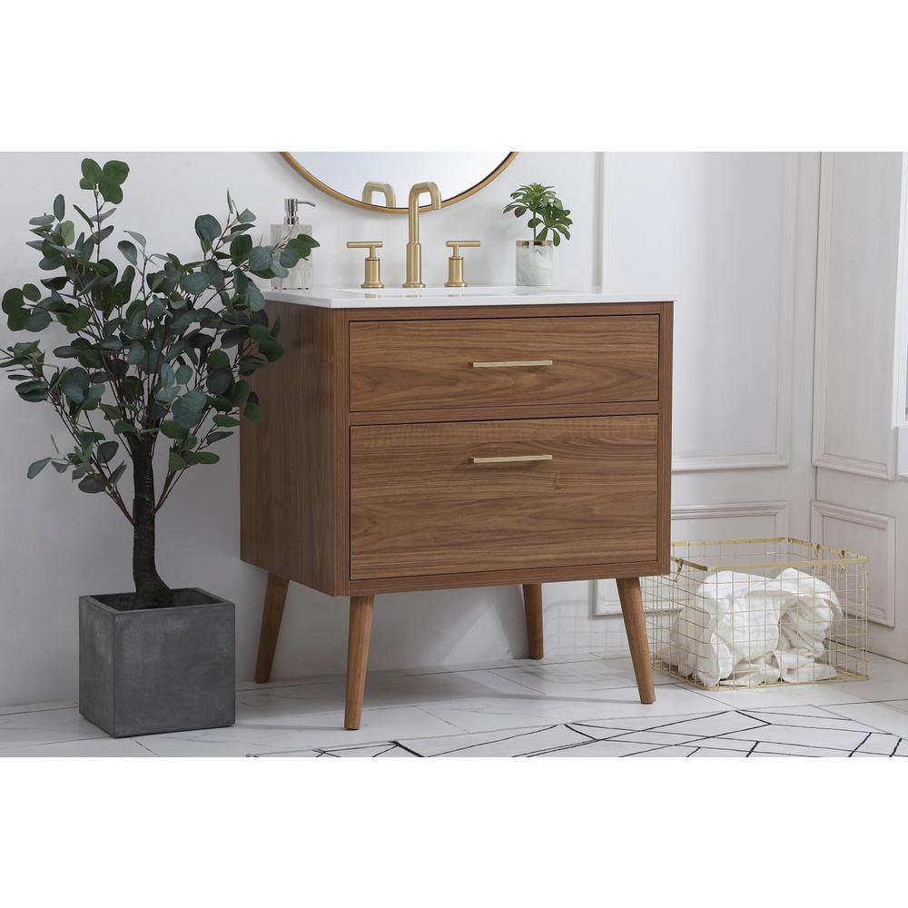 30 inch bathroom vanity in Walnut Brown. Picture 2
